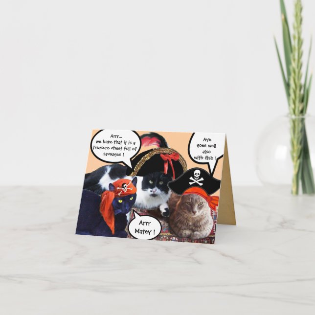 TARJETA HABLANDO DE GATOS PIRATAS, MAPAS DE TRATAMIENTO DE (Anverso)