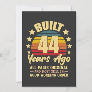 Tarjeta Hace 44 años todas las piezas originales cumpleaño