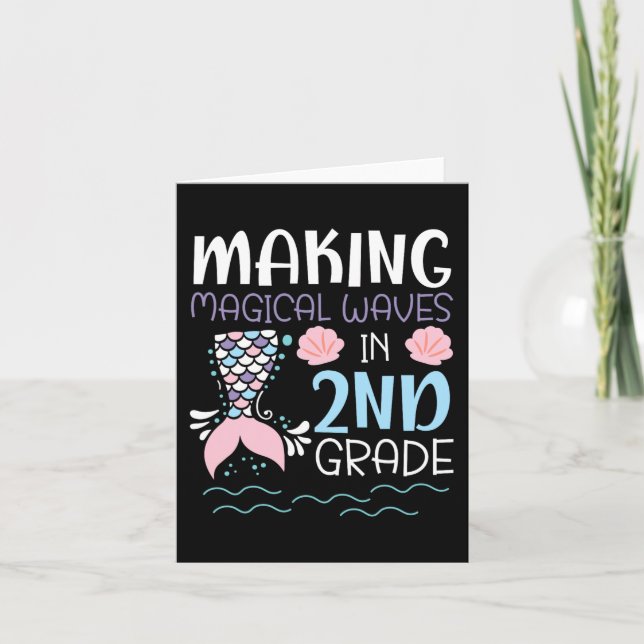Tarjeta Hacer olas mágicas en sirena de 2º grado 100 días (Anverso)
