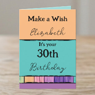 Tarjeta Hacer un deseo añadir el nombre turquesa 30 cumple