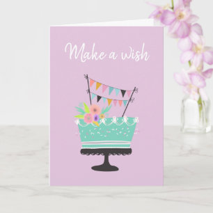 Tarjeta Hacer un dulce deseo Pastel de cumpleaños