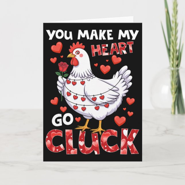 Tarjeta Haces que mi corazón cacaree divertido pollo de Sa (Anverso)