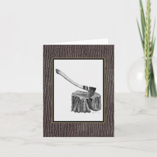 Tarjeta Hacha y tocón Notecard