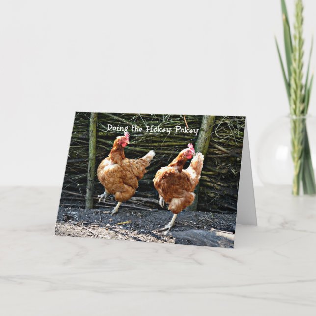 Tarjeta Haciendo el Hokey Pokey, el Hokey Pokey Chickens, (Anverso)