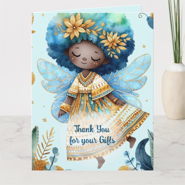 Tarjeta Hada africana gracias a princesa Verde azulada de  (Anverso)