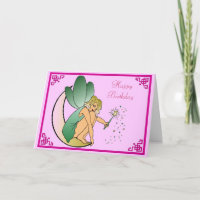 Hada con feliz cumpleaños de la vara del polvo