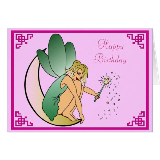 Tarjeta Hada con feliz cumpleaños de la vara del polvo
