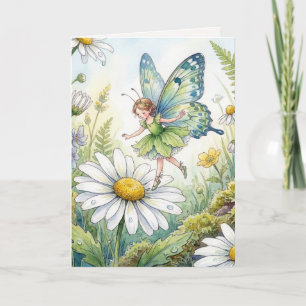Tarjeta Hada de Cumpleaños Mariposa En un Jardín de Margar