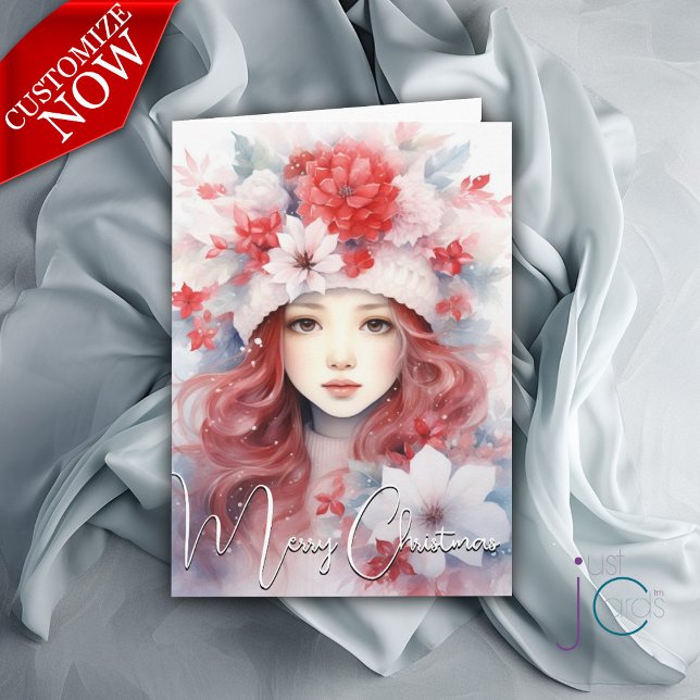 Tarjeta Hada de navidades de las flores (Customizable Text )