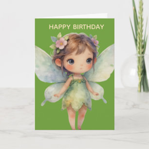 Tarjeta Hada del Bosque Encantado: Sprite verde pastel