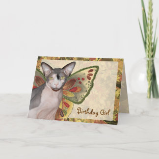 Tarjeta Hada del gato del chica del cumpleaños de la