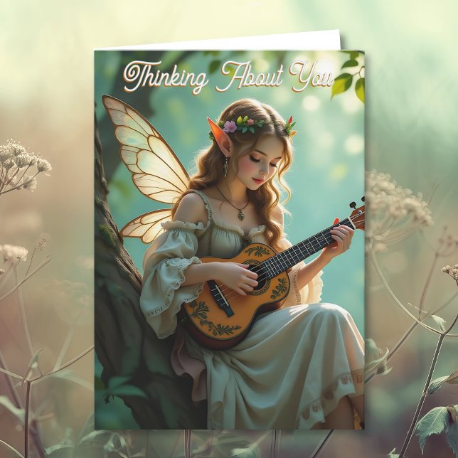 Tarjeta Hada élfica con ukelele | Pensando en ti (Subido por el creador)