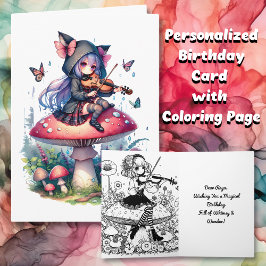 Tarjeta Hada gótica tocando viola en un cumpleaños de hong