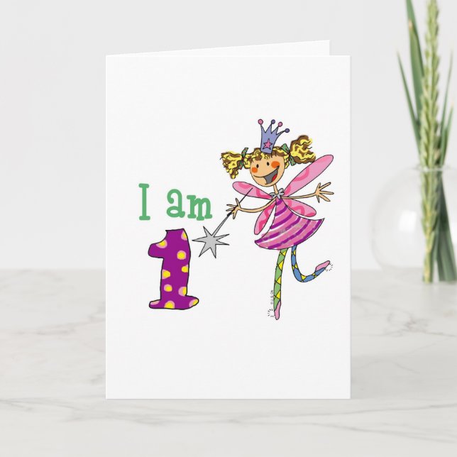 Tarjeta Hada princesa rosa (1 año) (Anverso)
