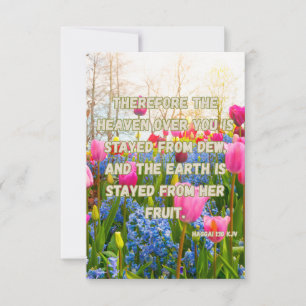 Tarjeta Haggai 1:10 KJV Biblia versus devoción cristiana