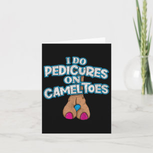 Tarjeta Hago pedicuras en dedos de camello con estilo retr