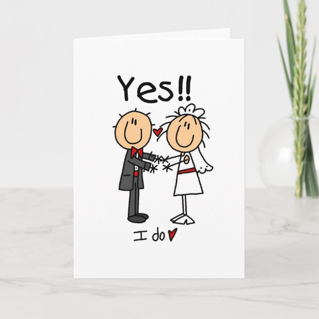 Tarjeta Hago SÍ a la novia y las camisetas y los regalos (Anverso)