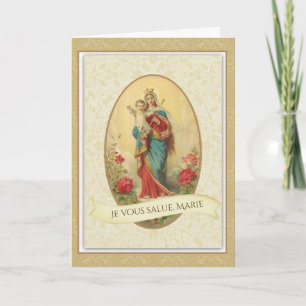 TARJETA HAIL MARY PRAYER EN FRANCÉS CATÓLICO