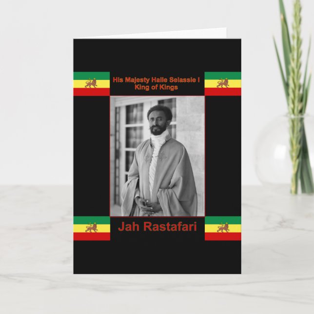 Tarjeta Haile Selassie, león de Judá, Jah Rastafari (Anverso)