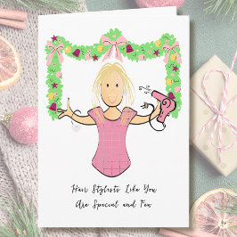 Tarjeta Hair Stylist Cartoon Funny Thank You from Customer