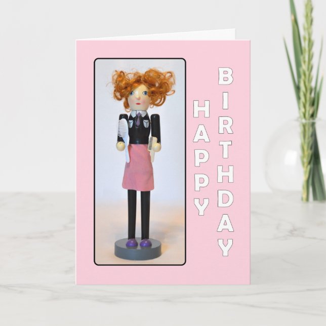 Tarjeta Hair Stylist Nutcracker Happy Birday (Anverso)