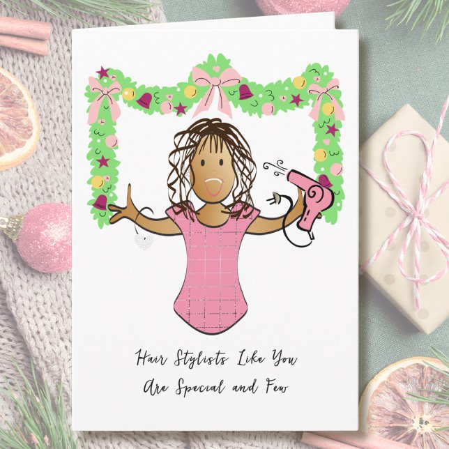 Tarjeta Hairdresser Cartoon Ethnic Thank You from Customer (Subido por el creador)