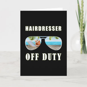 Tarjeta Hairdresser off de vacaciones de playa gafas de so