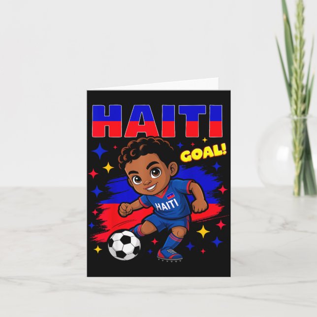 Tarjeta Haiti Soccer Kid Haitian Flag Soccer Player Footba (Anverso)
