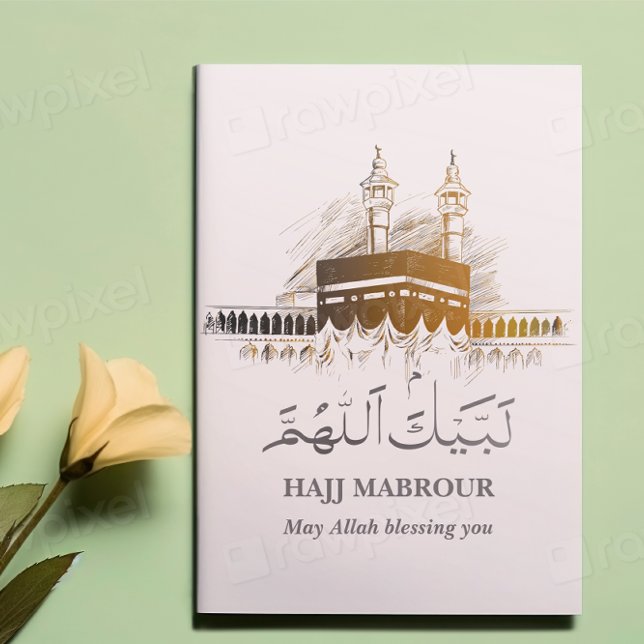 Tarjeta Hajj Mabrour Islamic Labayka Allahouma (Subido por el creador)