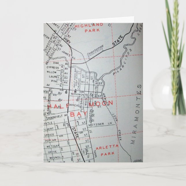 Tarjeta Half Moon Bay, mapa de cosechas de CA (Anverso)