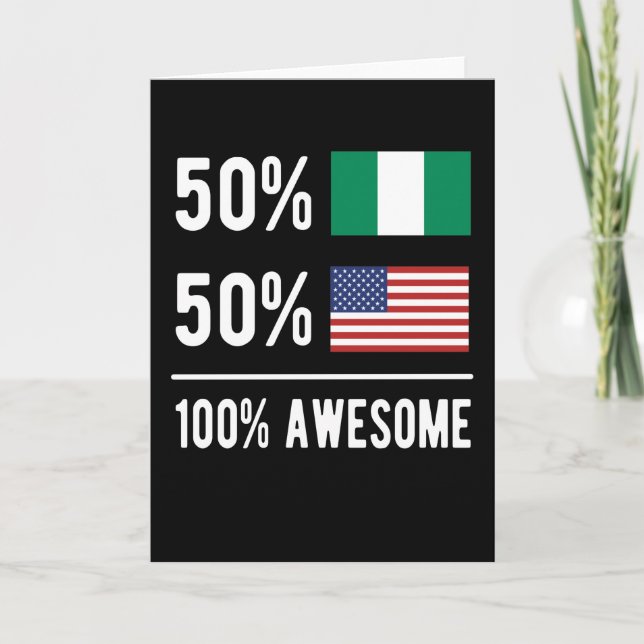 Tarjeta Half Nigerian Half American Flag Nigeria USA (Anverso)
