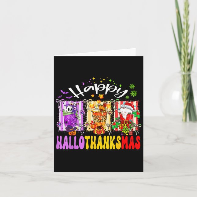 Tarjeta Hallothanksmas Coffee Latte Halloween Thanksgiving (Anverso)