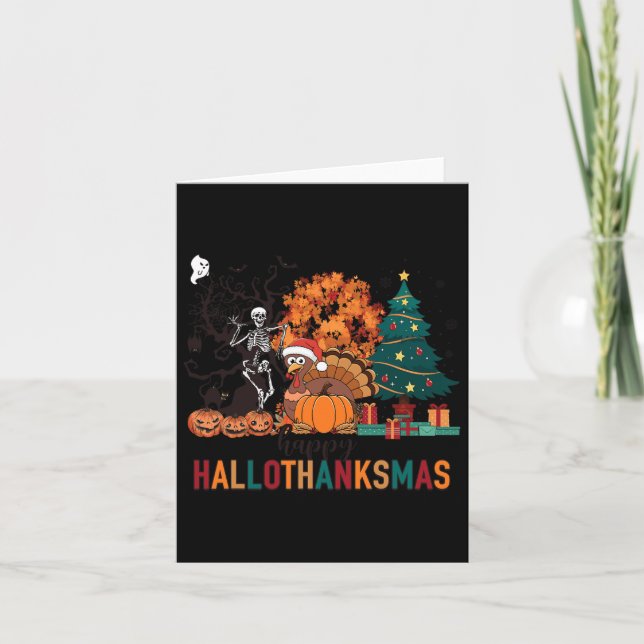 Tarjeta Hallothanksmas Disfraces de Halloween Navidad de A (Anverso)