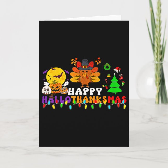 Tarjeta Hallothanksmas Halloween Feliz Navidad Día de Acci (Anverso)