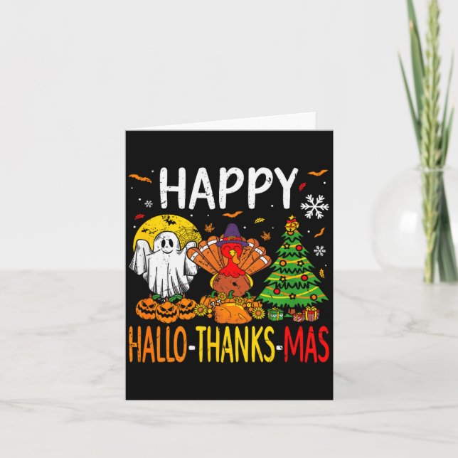 Tarjeta Hallothanksmas Halloween Thanksgiving Christmas  (Anverso)