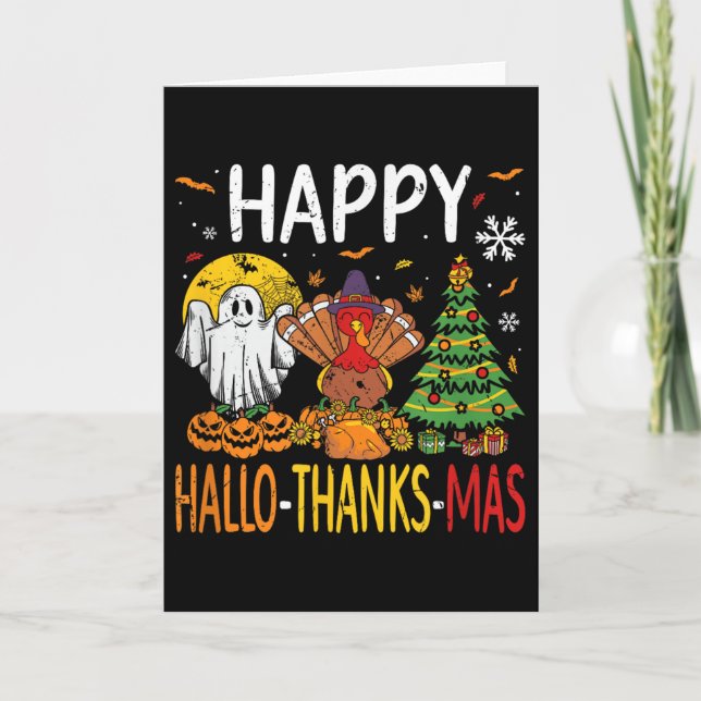 Tarjeta Hallothanksmas Halloween Thanksgiving Christmas  (Anverso)
