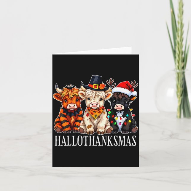 Tarjeta Hallothanksmas Halloween Thanksgiving Christmas Hi (Anverso)