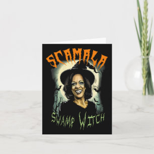 Tarjeta Hallowee de Swamp Witch Funny Anti Kamala Harris 2