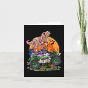Tarjeta Halloween 2023 Dinosaur Skeleton T rex Scary Pumpk