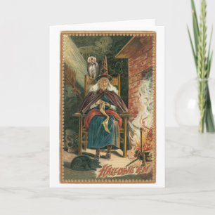 Tarjeta Halloween a la vieja usanza, Bruja