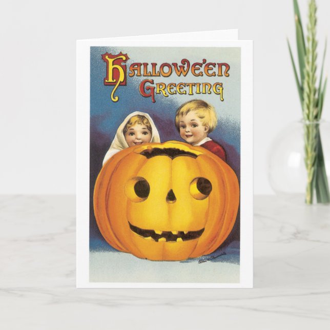Tarjeta Halloween a la vieja usanza, Jack-o'-lantern (Anverso)