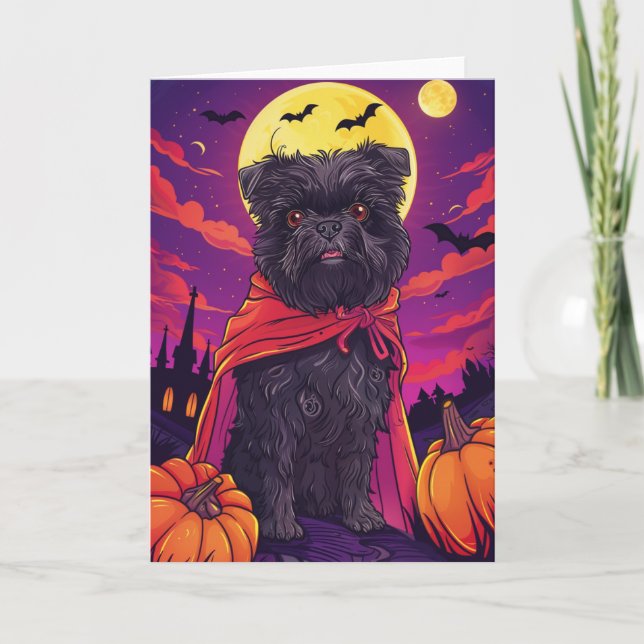 Tarjeta Halloween Affenpinscher Vampikins Scary (Anverso)
