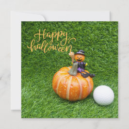Tarjeta Halloween al golfista con bola de golf Halloween