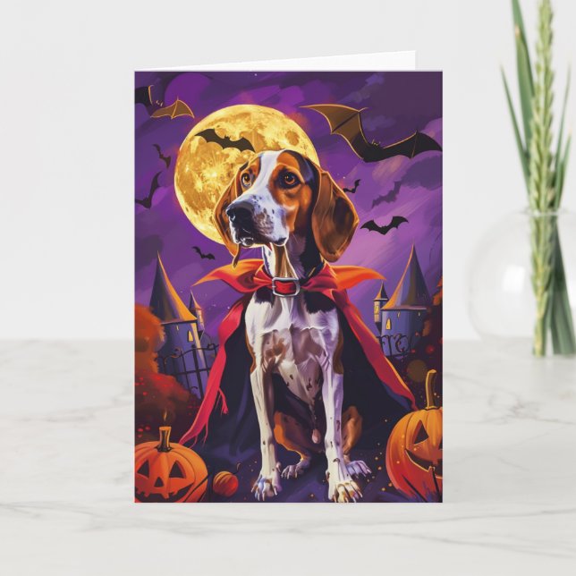 Tarjeta Halloween American English Foxhound Pumpkin Scary (Anverso)