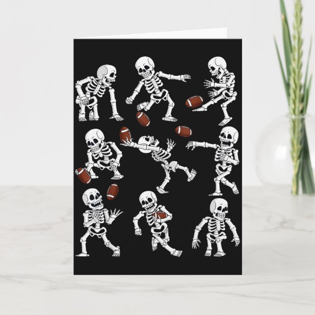 Tarjeta Halloween American Football Skeletons Funny Men Bo (Anverso)