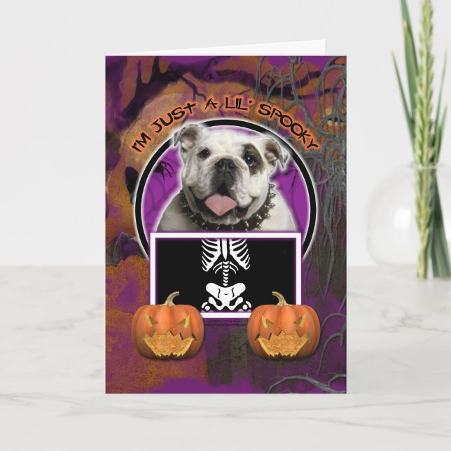 Tarjeta Halloween - apenas un Lil fantasmagórico - bulldog (Anverso)