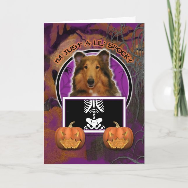 Tarjeta Halloween - apenas un Lil fantasmagórico - collie (Anverso)