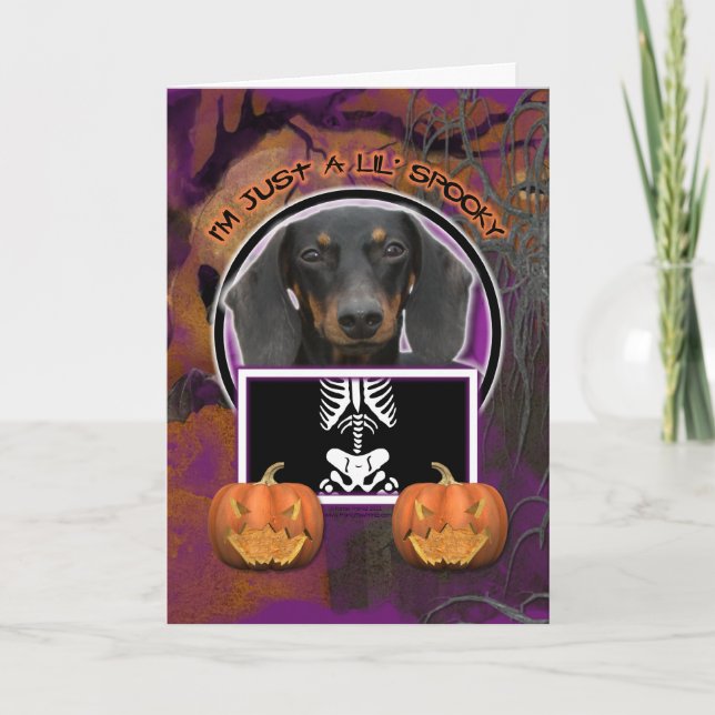 Tarjeta Halloween - apenas un Lil fantasmagórico - Doxie - (Anverso)