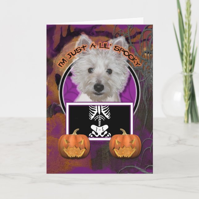 Tarjeta Halloween - apenas un Lil fantasmagórico - Westie (Anverso)
