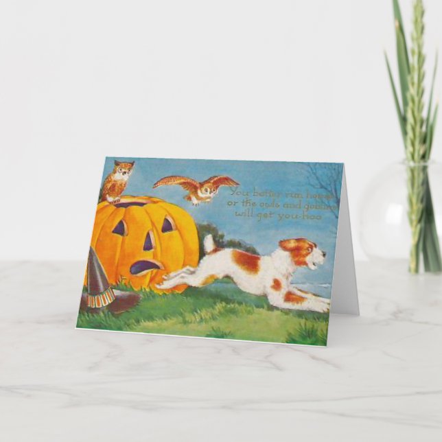 Tarjeta Halloween asustó el perro (Anverso)